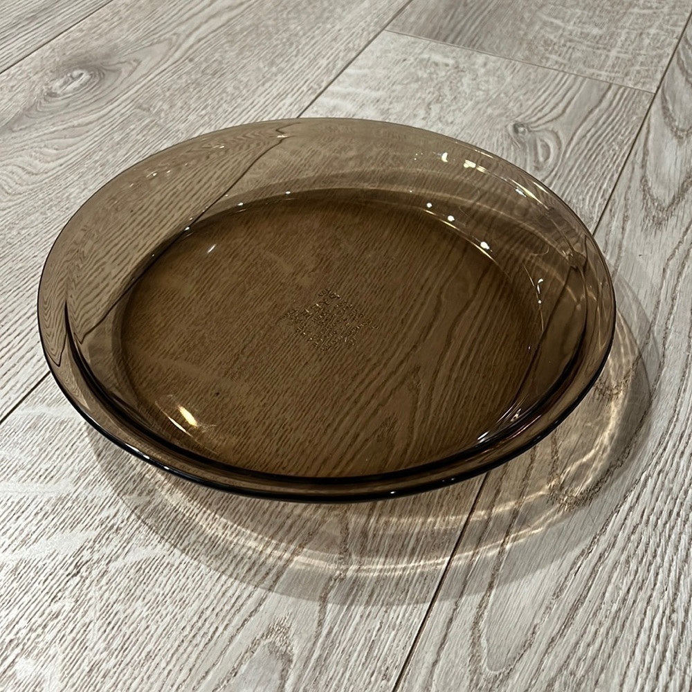 Pyrex Amber 10” Brown Clear Glass 209 Pie Plate Dish